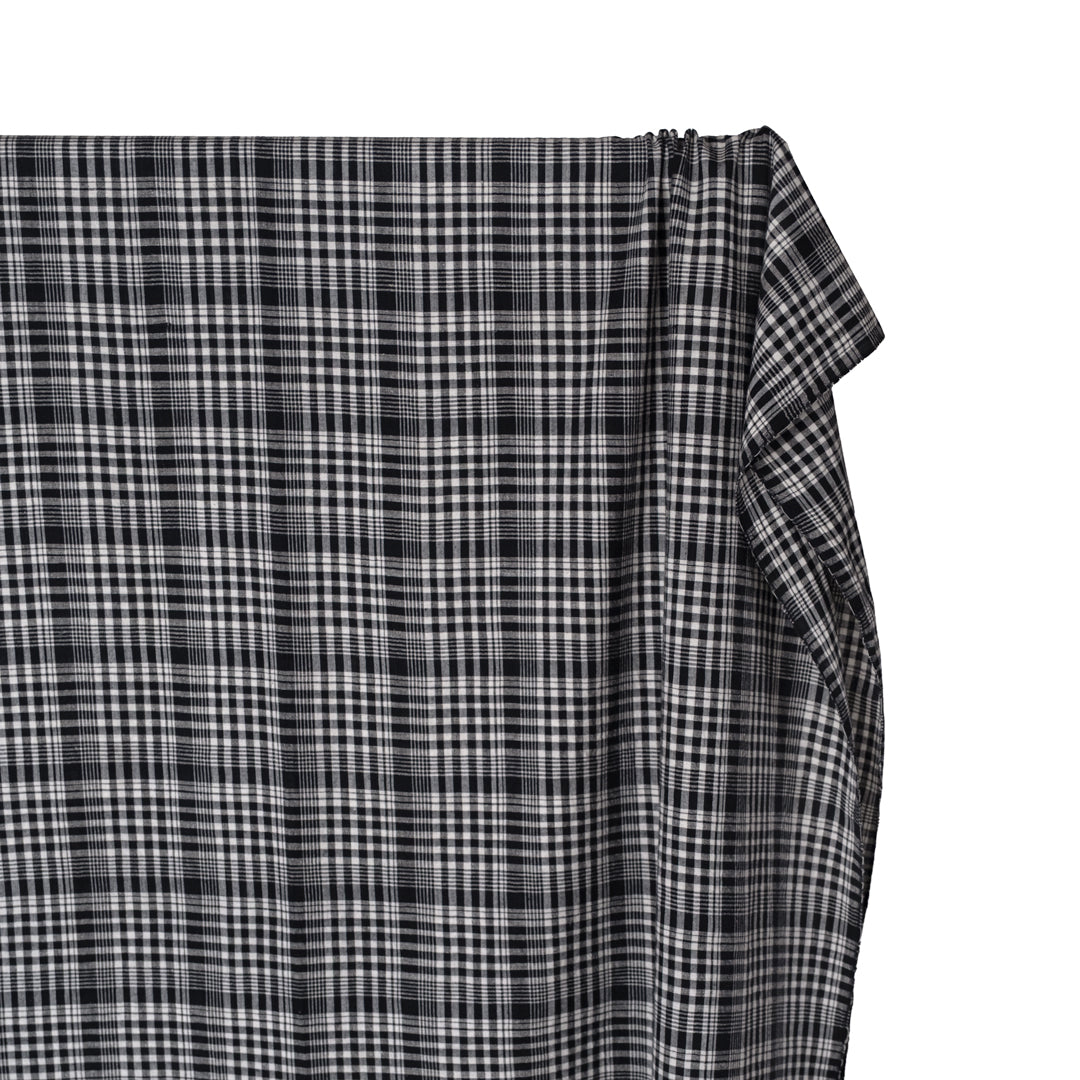 Plaid Handwoven Cotton Hemp Blend - Black/White | Blackbird Fabrics
