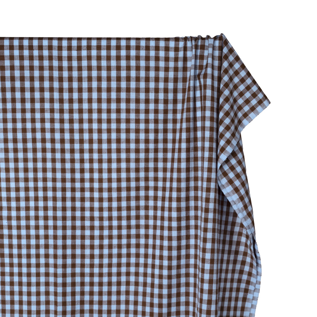 Gingham Handwoven Cotton - Baby Blue/Brownie | Blackbird Fabrics