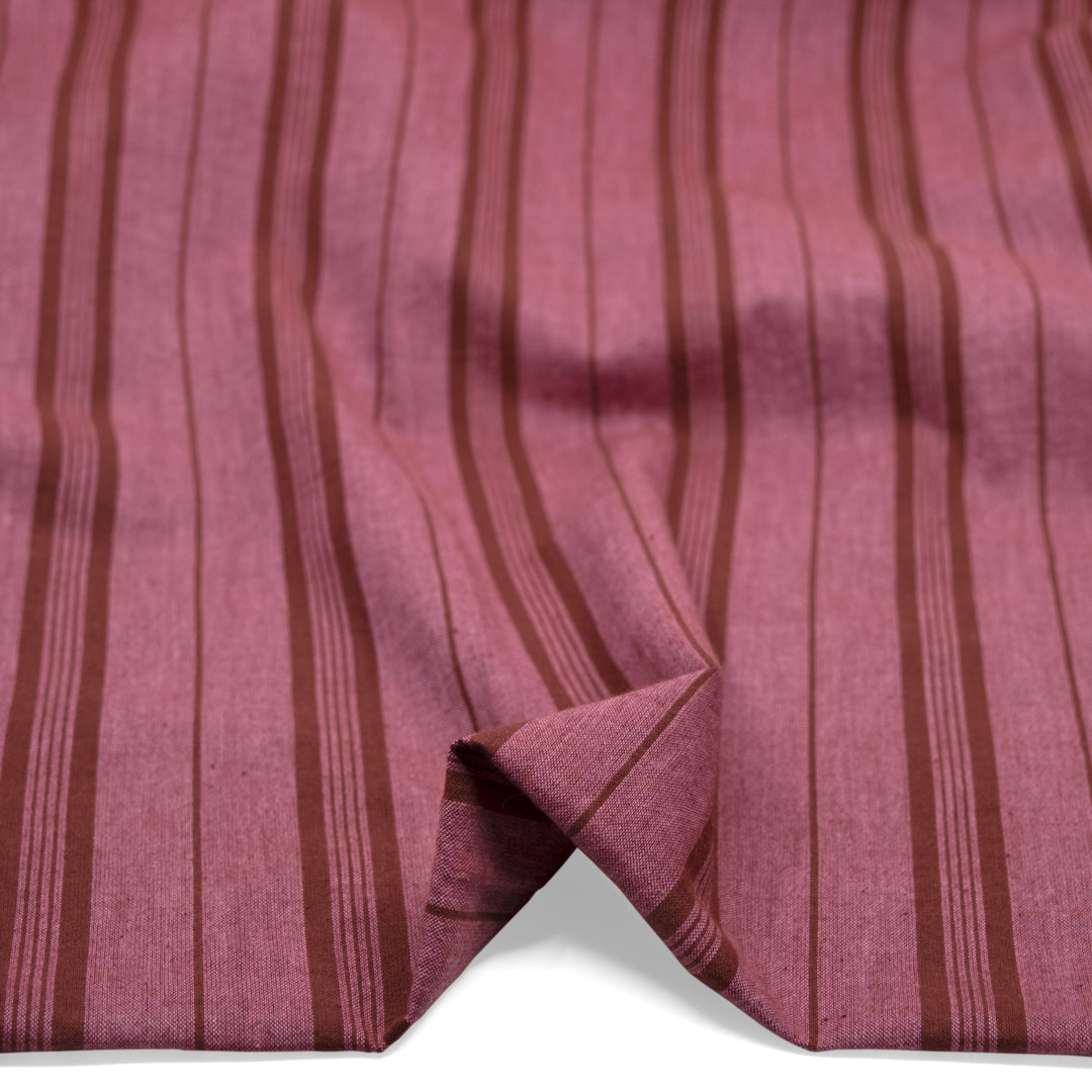 Awning Stripe Handwoven Cotton - Wild Rose/Baked Clay | Blackbird Fabrics