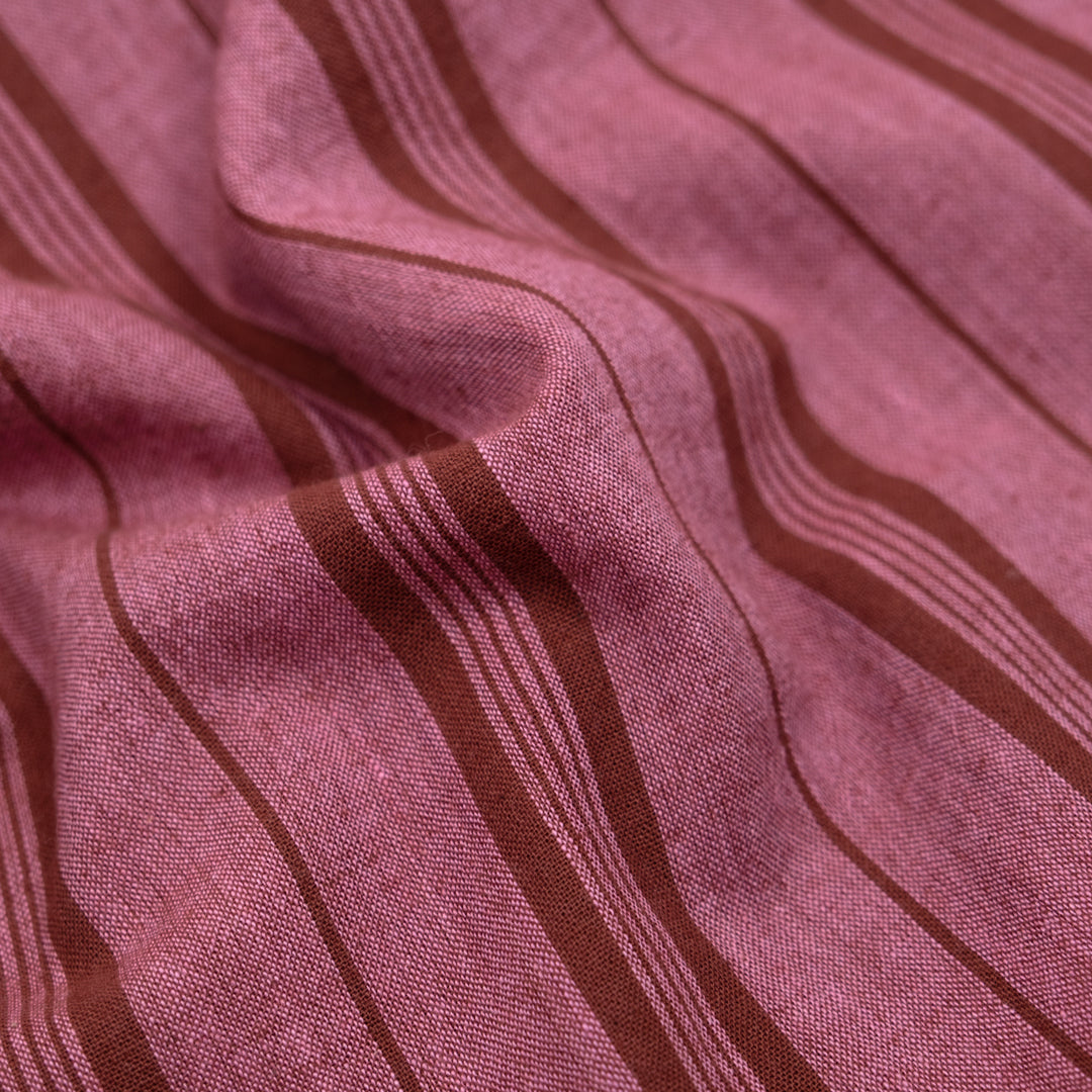 Awning Stripe Handwoven Cotton - Wild Rose/Baked Clay | Blackbird Fabrics