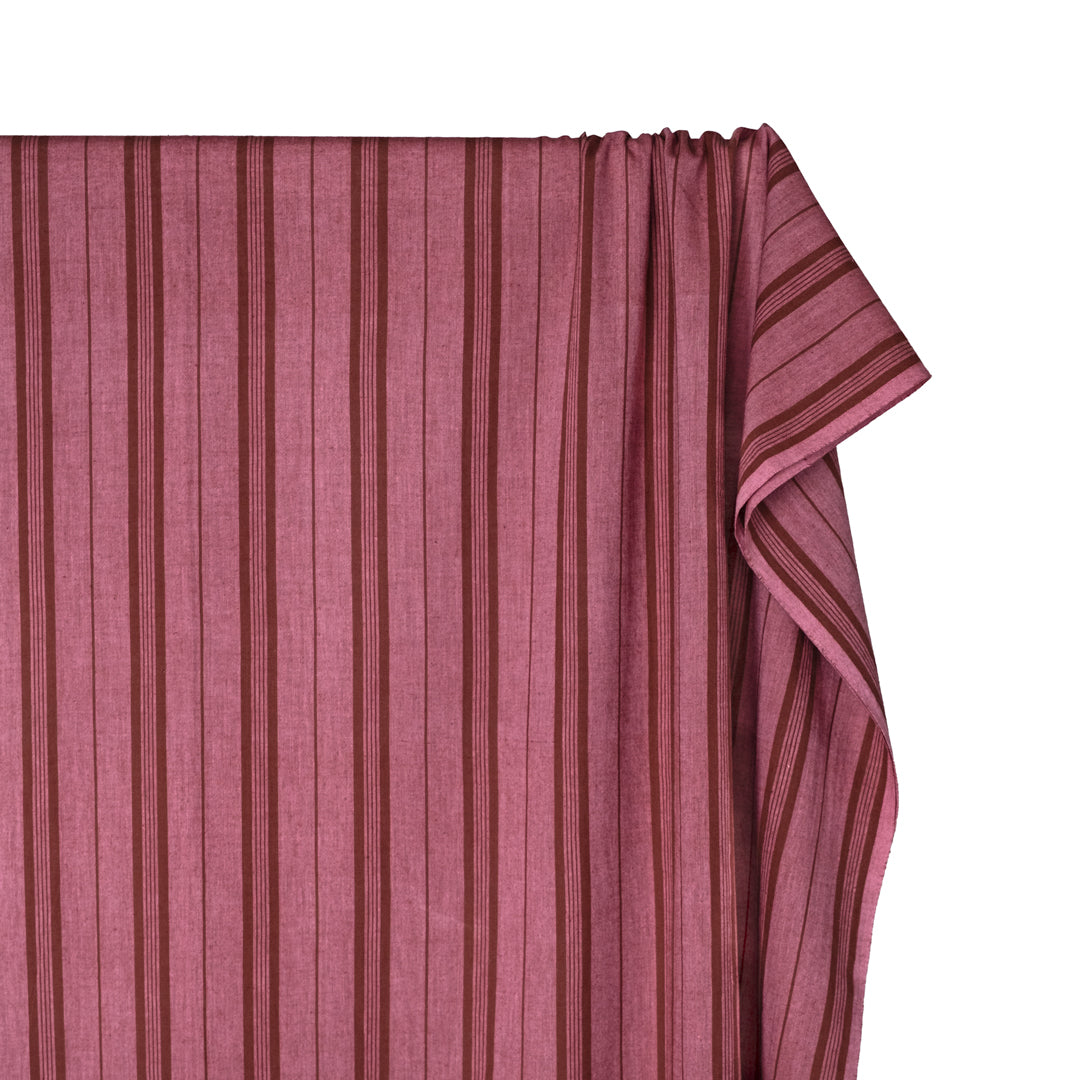Awning Stripe Handwoven Cotton - Wild Rose/Baked Clay | Blackbird Fabrics