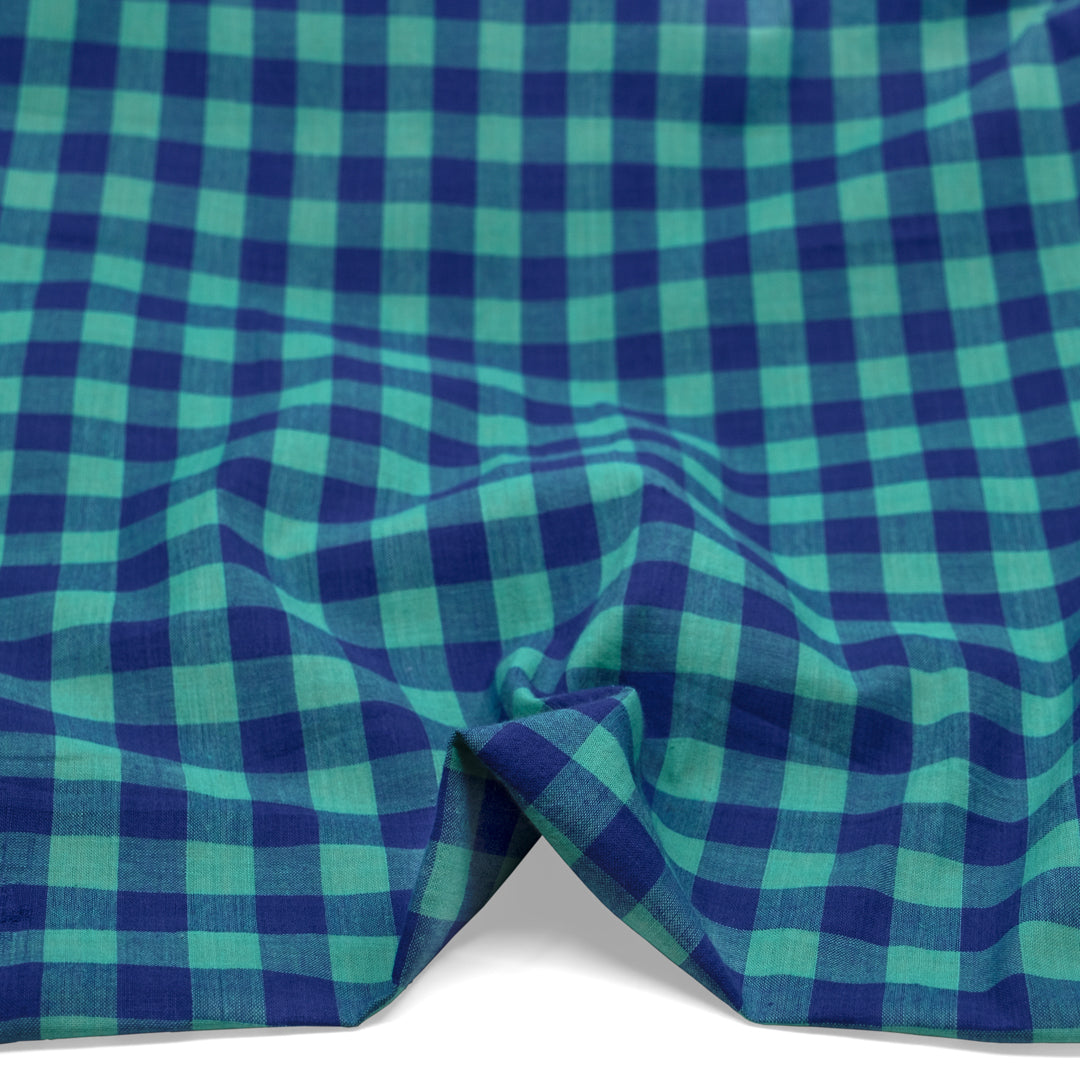 Gingham Handwoven Cotton - Blueberry/Julep | Blackbird Fabrics