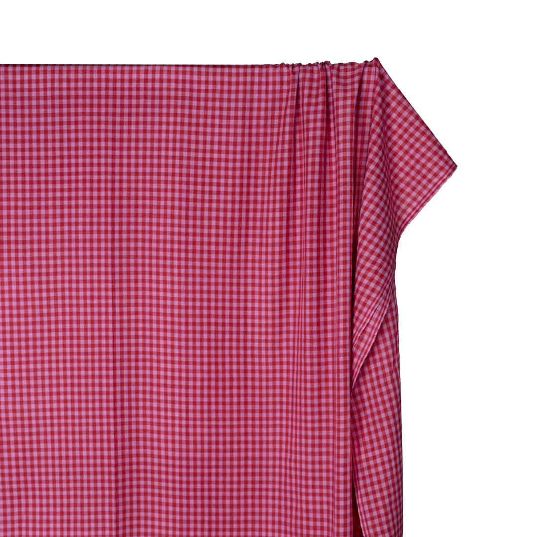 Gingham Lightweight Handwoven Cotton - Garnet/Peony | Blackbird Fabrics