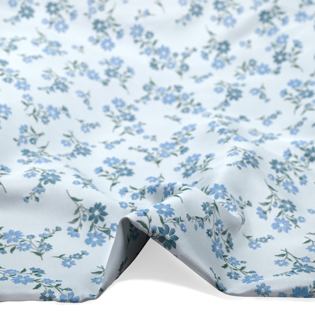 Deadstock Florette Poly Jacquard - Icicle/Waterfall | Blackbird Fabrics