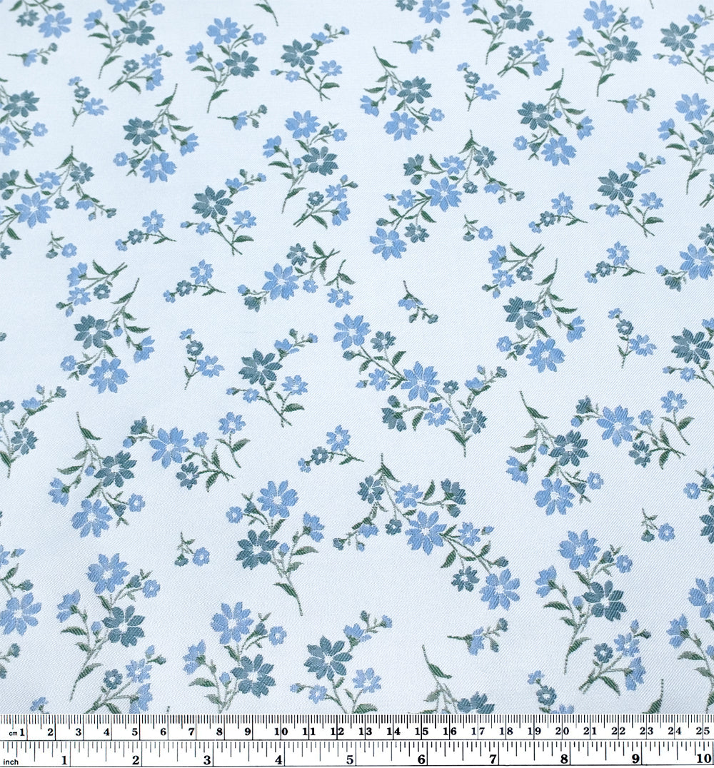 Deadstock Florette Poly Jacquard - Icicle/Waterfall | Blackbird Fabrics