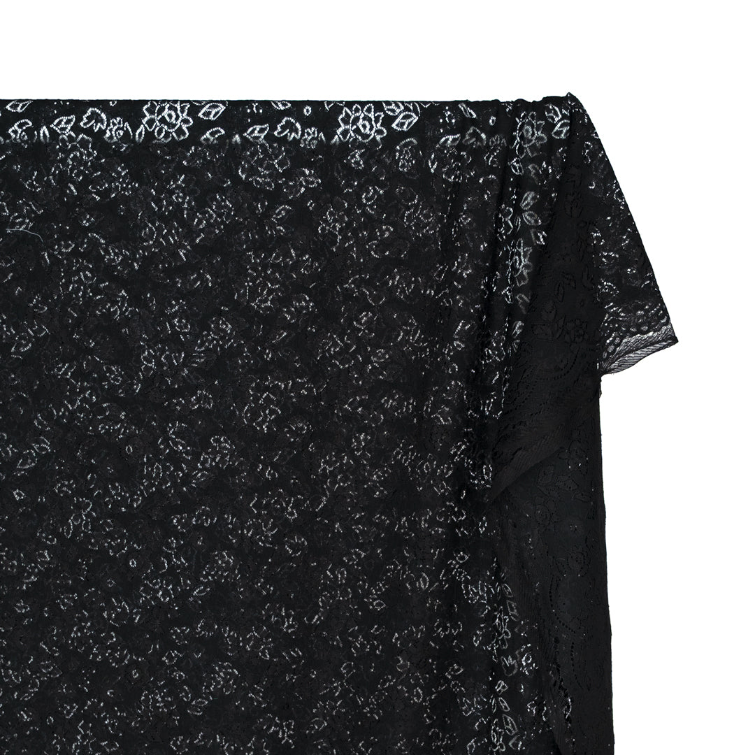 Deadstock Rosebush Cotton Nylon Lace - Black | Blackbird Fabrics
