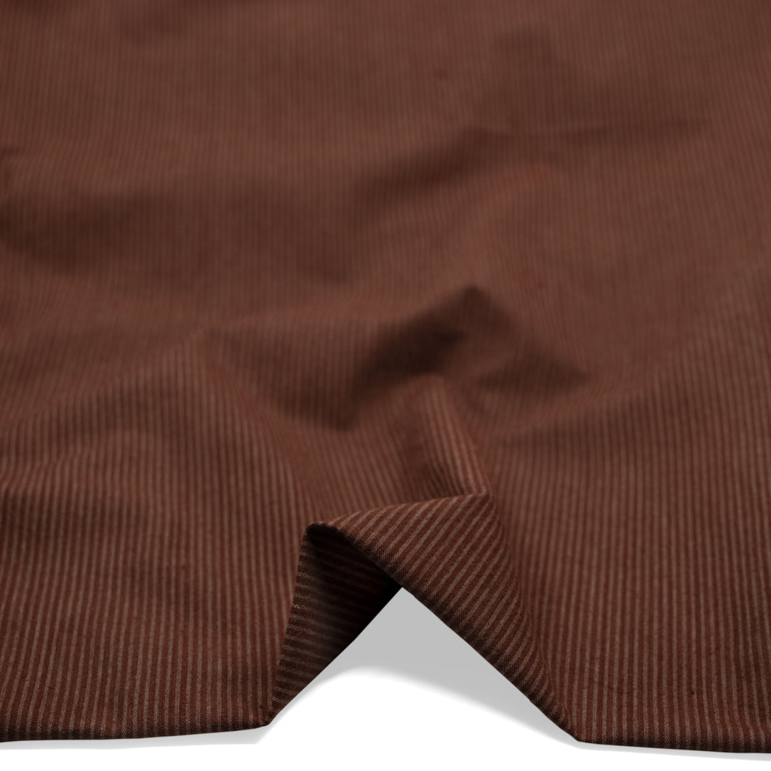 Deadstock Micro Stripe Yarn Dyed Cotton - Red Wine | Blackbird Fabrics