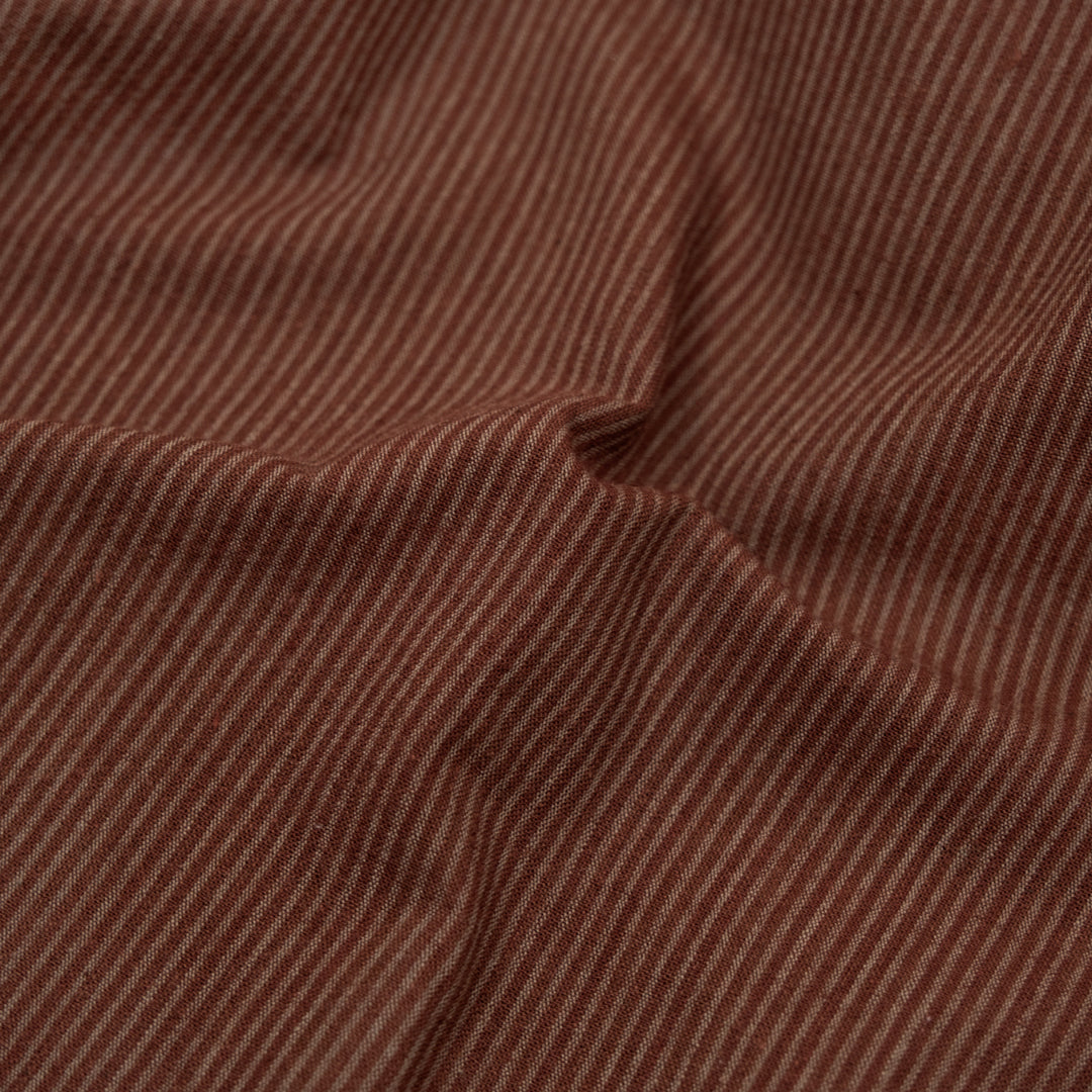 Deadstock Micro Stripe Yarn Dyed Cotton - Red Wine | Blackbird Fabrics