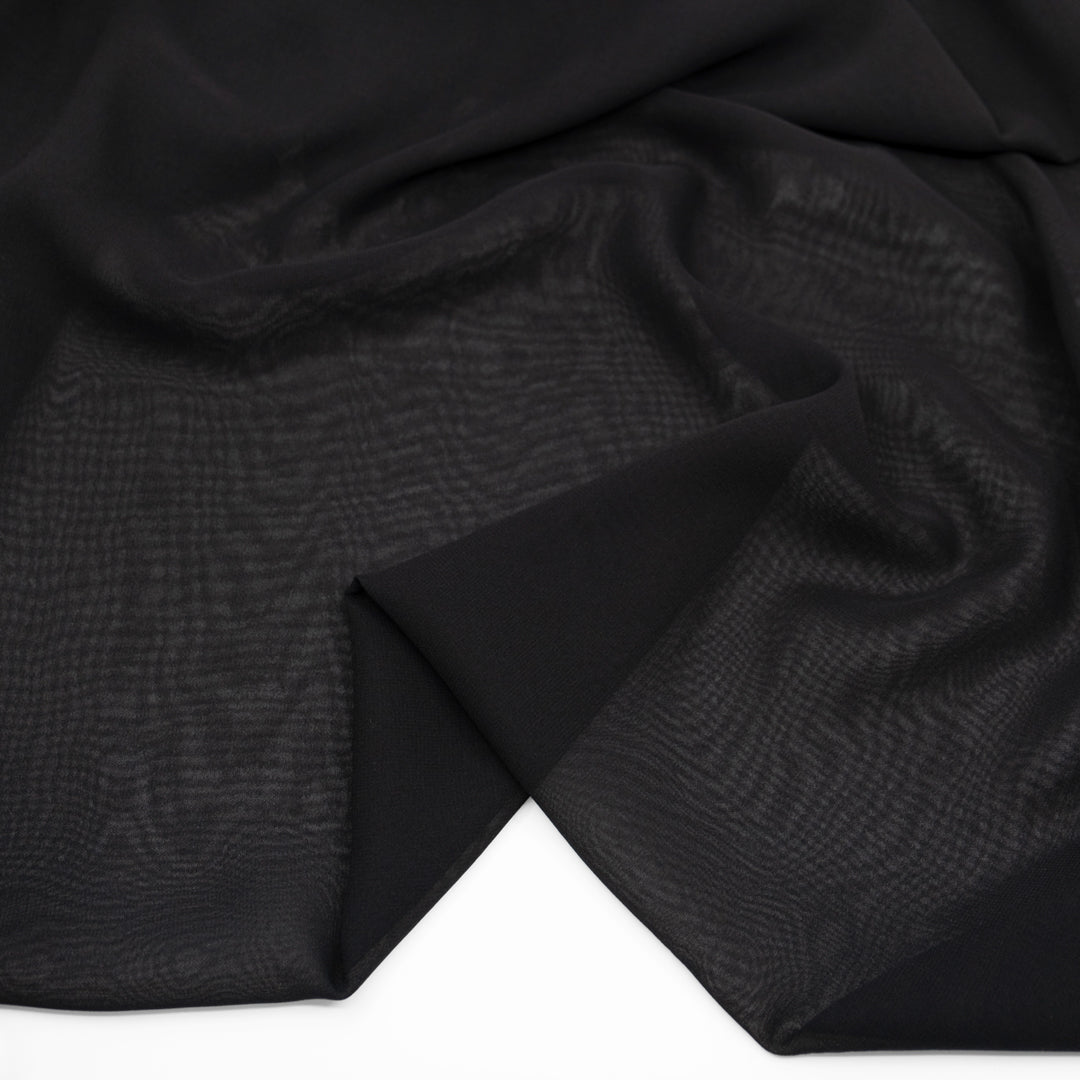 Deadstock Silk Chiffon - Black | Blackbird Fabrics