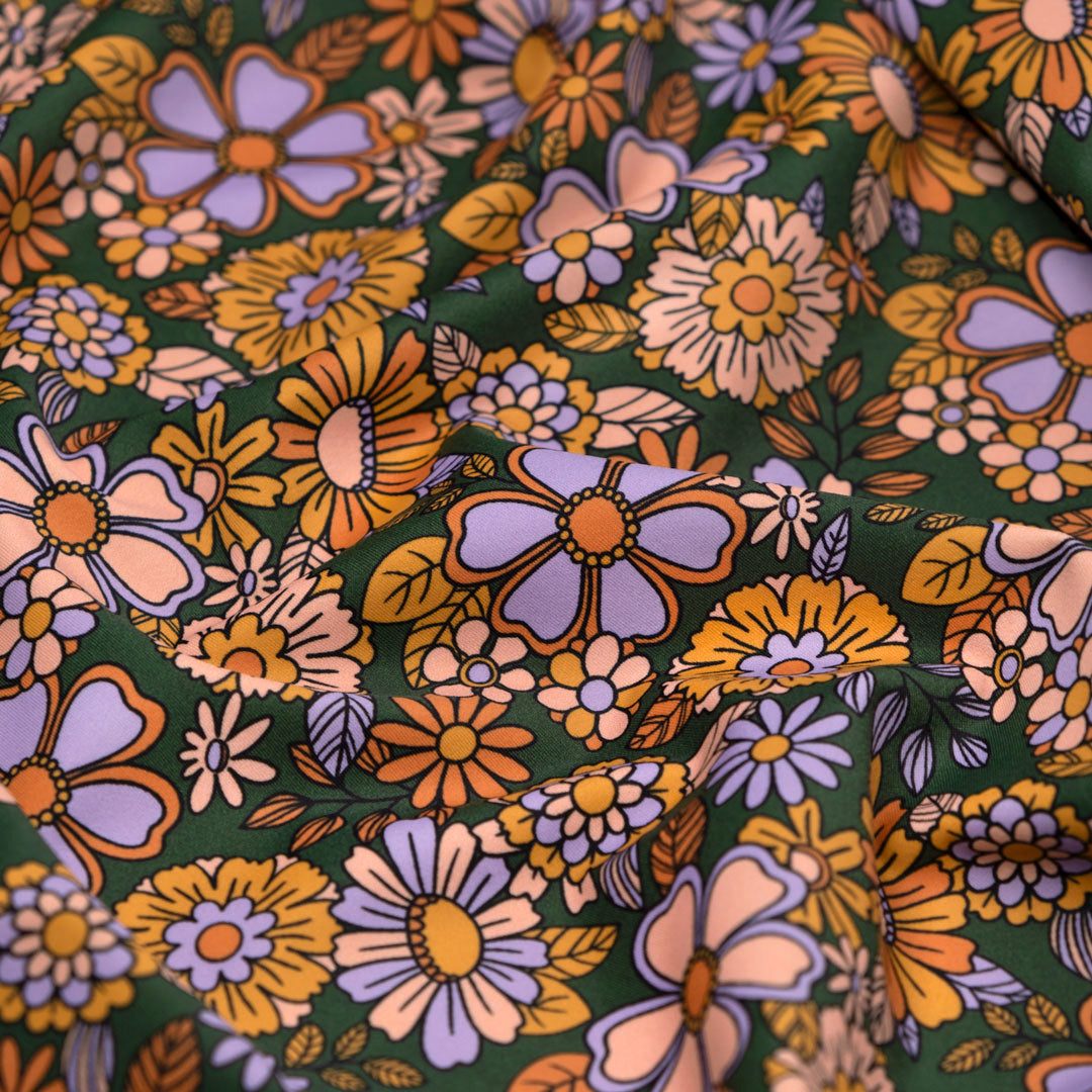 Groovy Blooms Recycled Nylon Swim Tricot - Forest Glade | Blackbird Fabrics