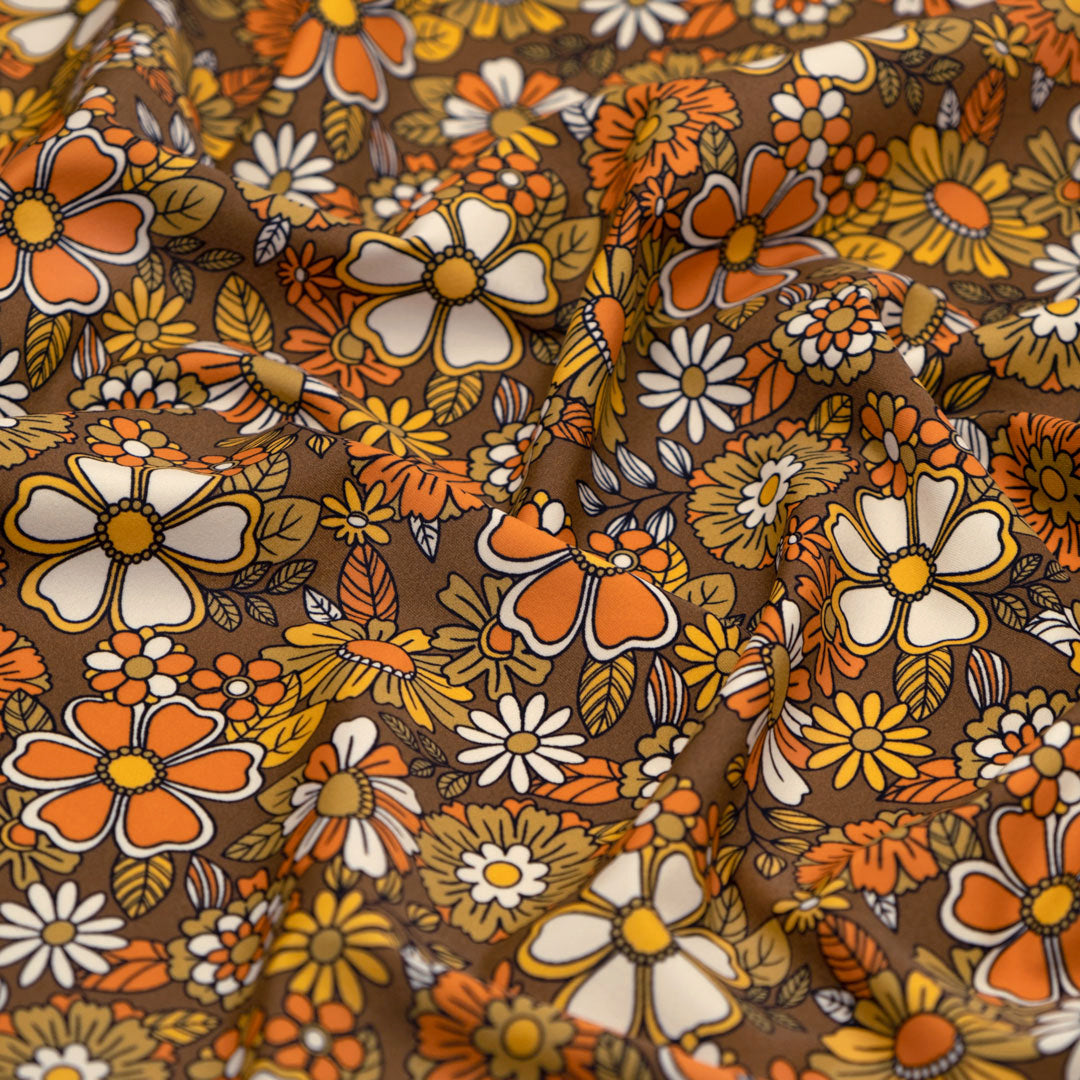 Groovy Blooms Recycled Nylon Swim Tricot - Far Out 70's | Blackbird Fabrics