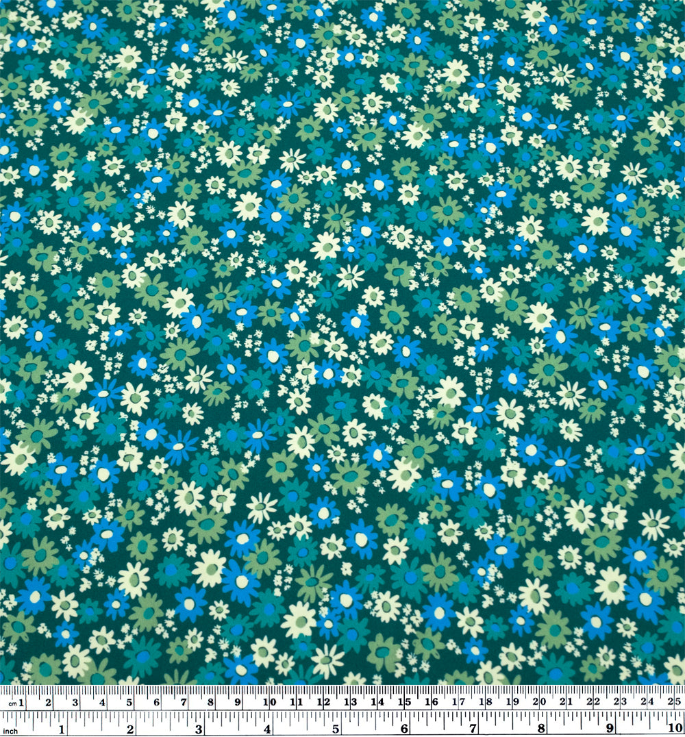 Petal Patch Recycled Nylon Swim Tricot - Lake/Cerulean | Blackbird Fabrics