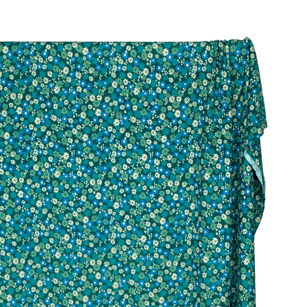 Petal Patch Recycled Nylon Swim Tricot - Lake/Cerulean | Blackbird Fabrics
