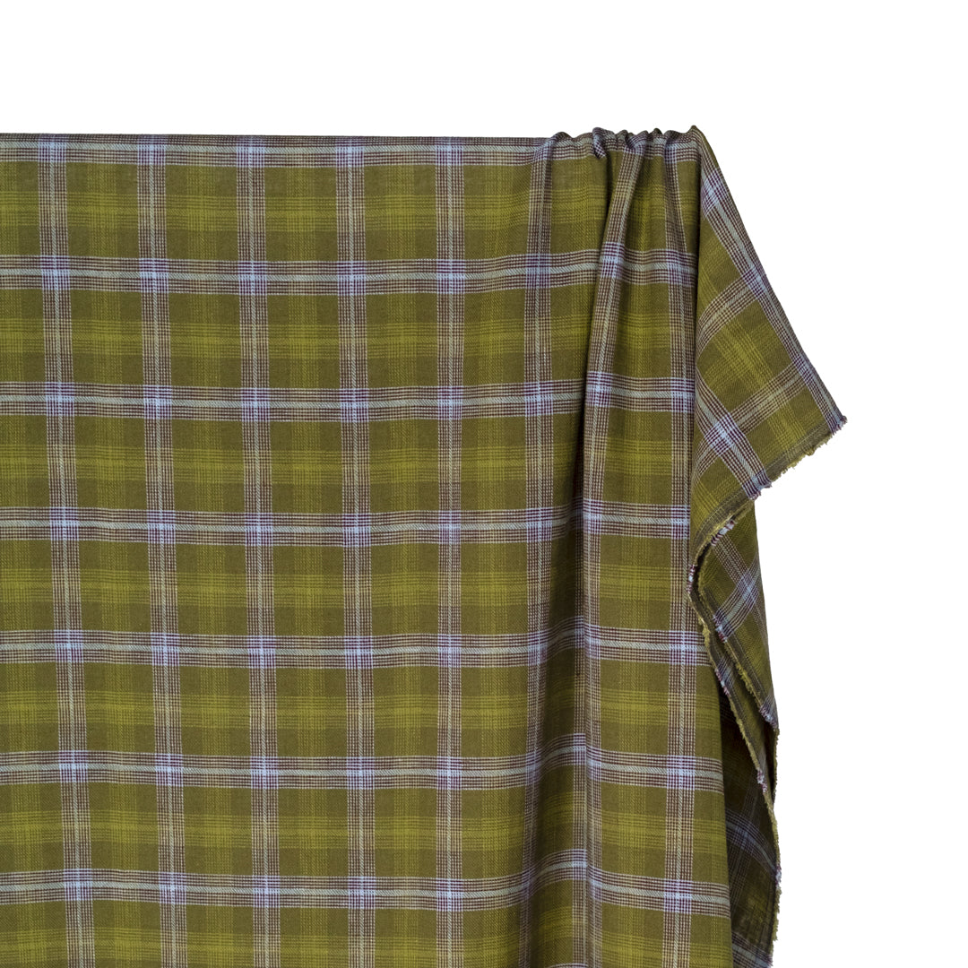 Plaid Yarn Dyed Cotton Linen - Grasshopper/Multi | Blackbird Fabrics