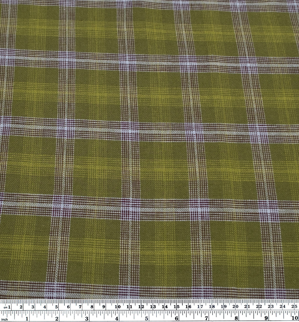 Plaid Yarn Dyed Cotton Linen - Grasshopper/Multi | Blackbird Fabrics