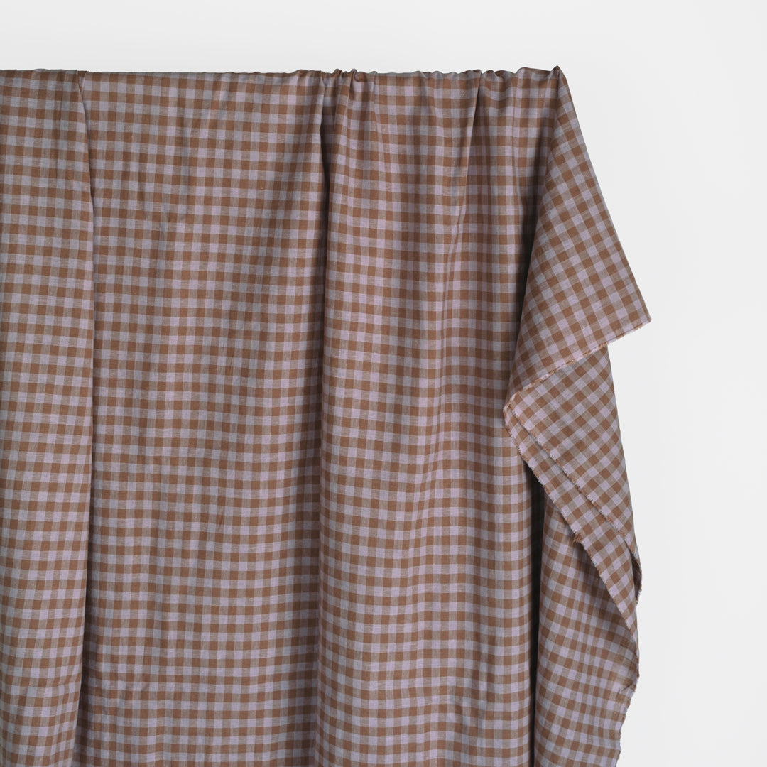 Gingham Yarn Dyed Cotton Linen - Dove/Mouse | Blackbird Fabrics