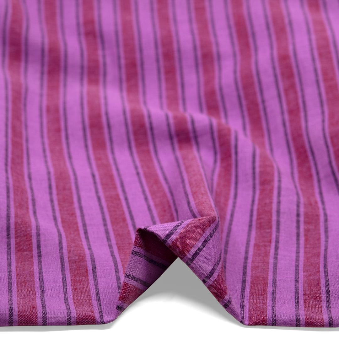Stripe Yarn Dyed Cotton Linen - Hyacinth | Blackbird Fabrics
