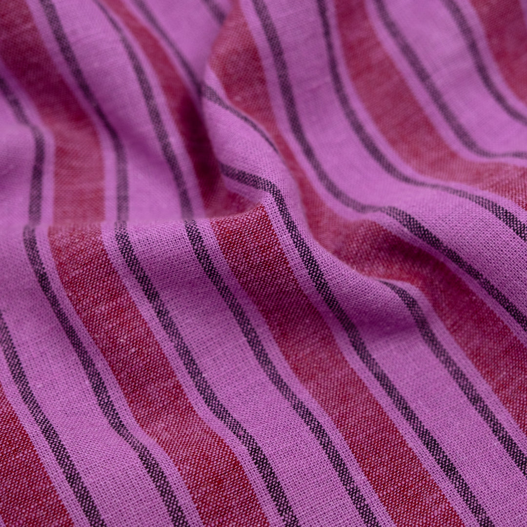 Stripe Yarn Dyed Cotton Linen - Hyacinth | Blackbird Fabrics