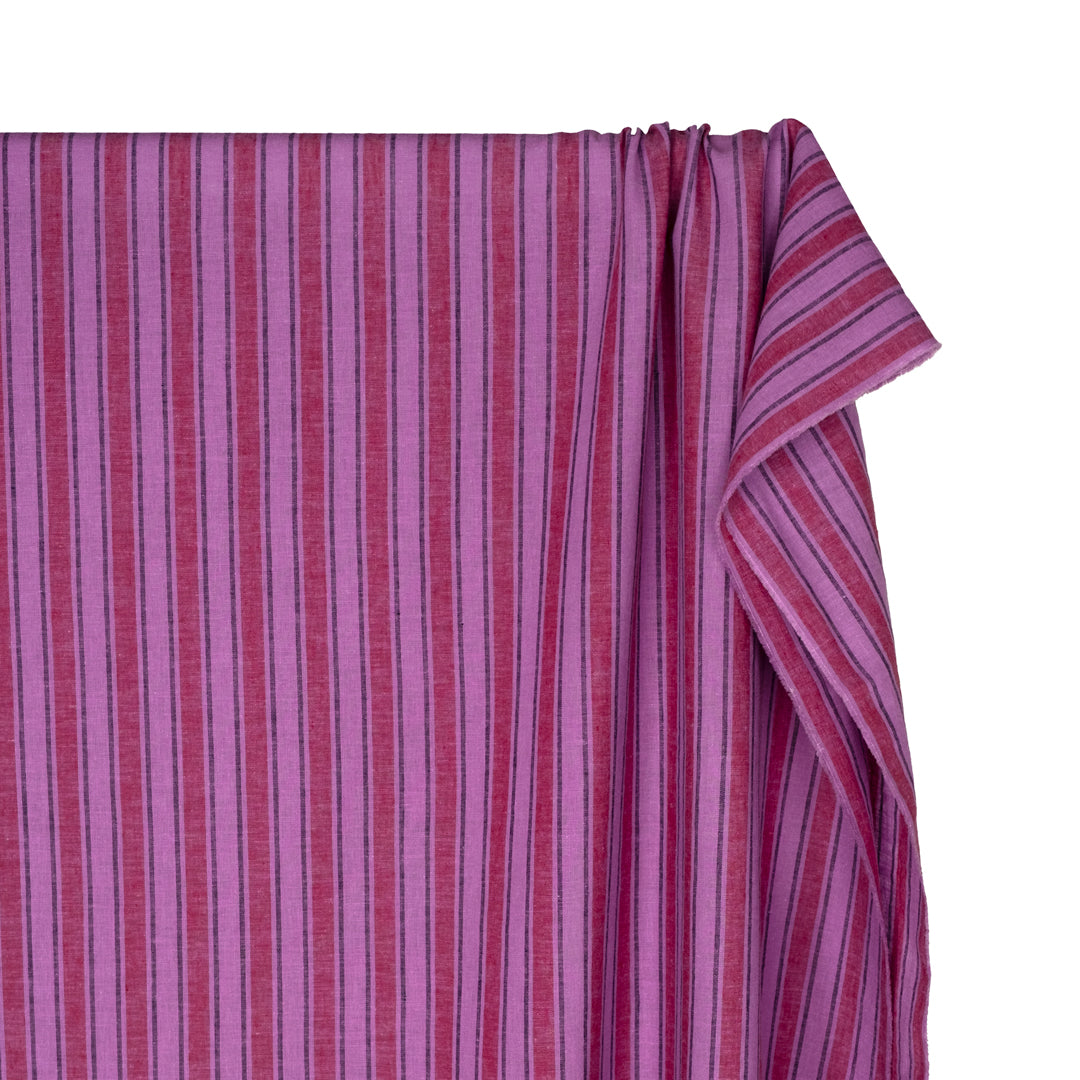 Stripe Yarn Dyed Cotton Linen - Hyacinth | Blackbird Fabrics