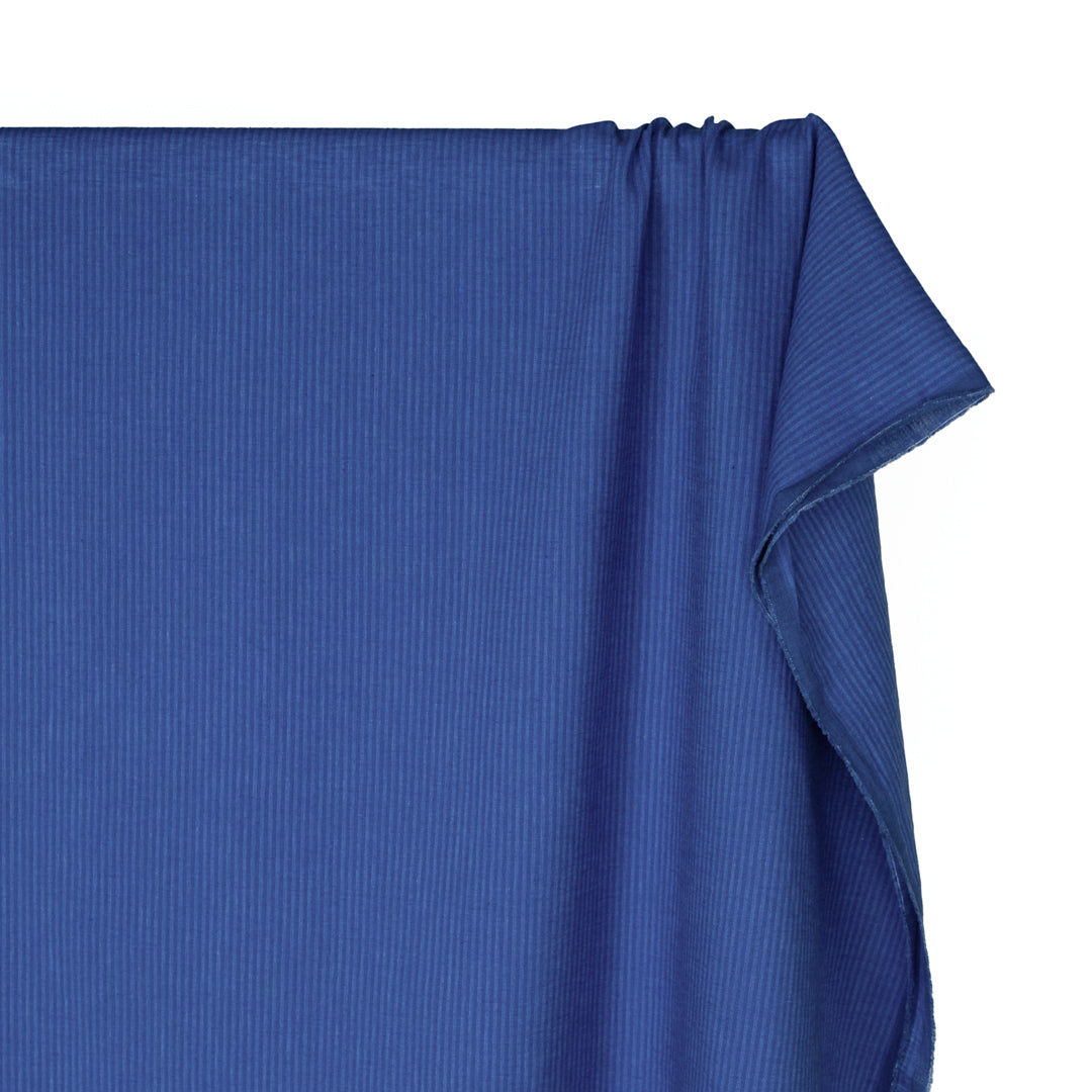 Couplet Stripe Yarn Dyed Cotton Linen - Lapis | Blackbird Fabrics
