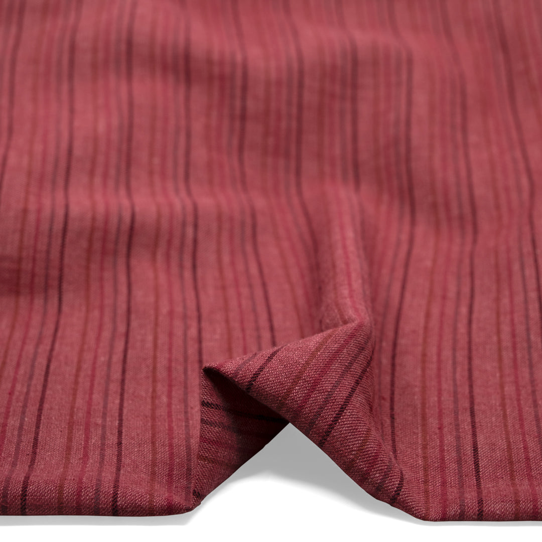 Stripe Yarn Dyed Cotton Linen - Rhubarb | Blackbird Fabrics