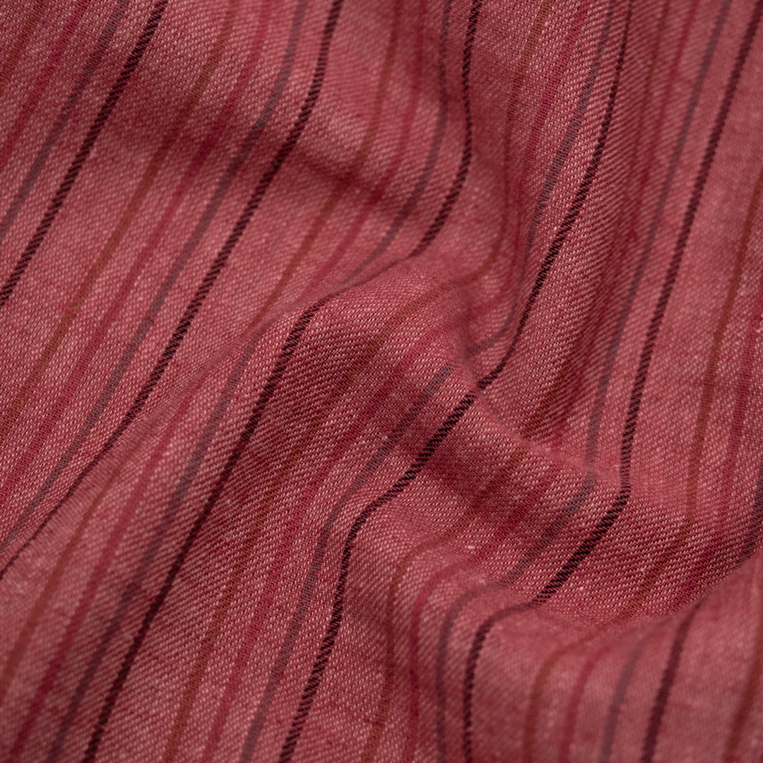 Stripe Yarn Dyed Cotton Linen - Rhubarb | Blackbird Fabrics