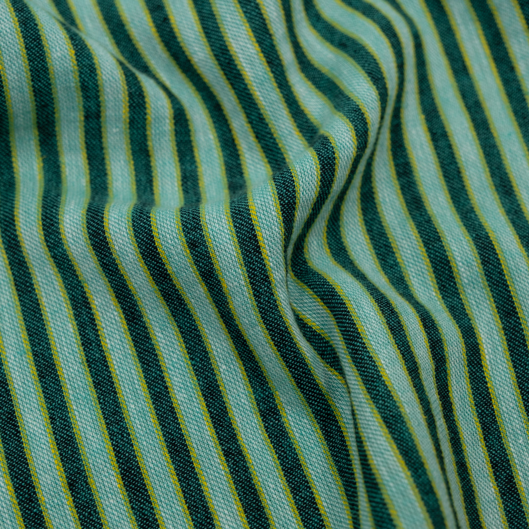 Stripe Yarn Dyed Cotton Linen - Gecko | Blackbird Fabrics