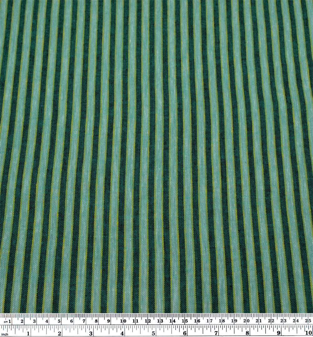 Stripe Yarn Dyed Cotton Linen - Gecko | Blackbird Fabrics