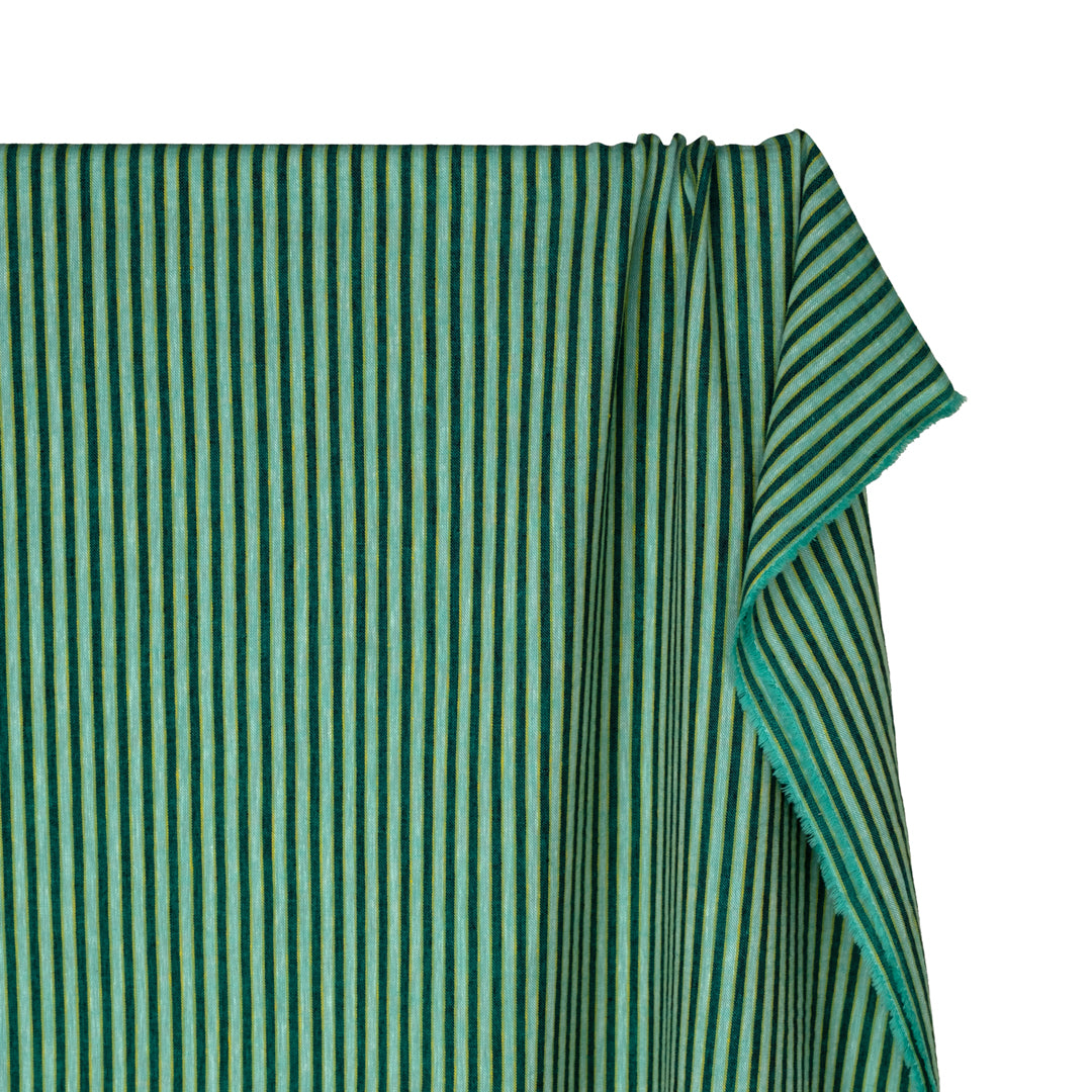 Stripe Yarn Dyed Cotton Linen - Gecko