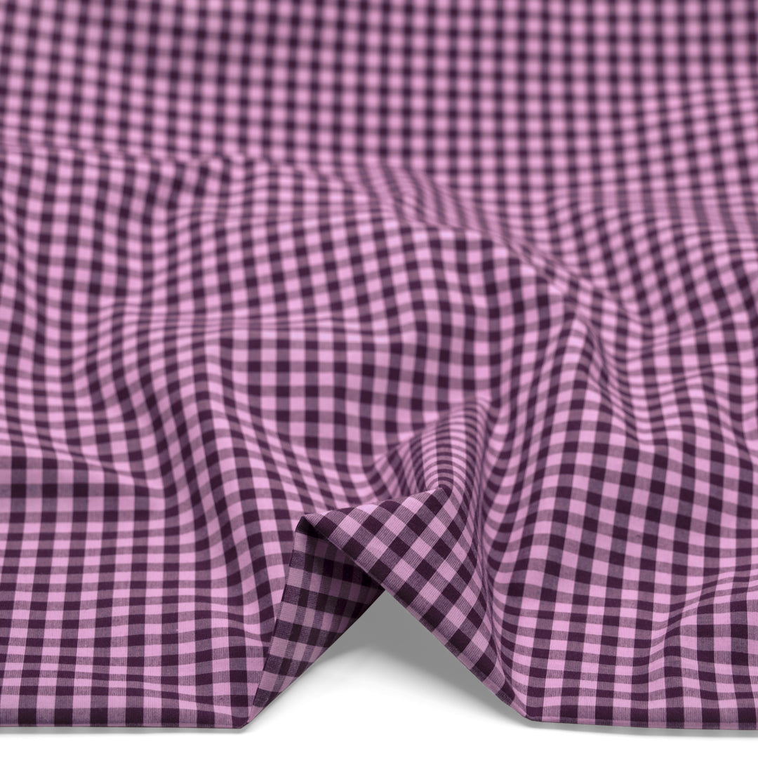 Confetti Mini Gingham Cotton Shirting - Candy Floss/Boysenberry | Blackbird Fabrics