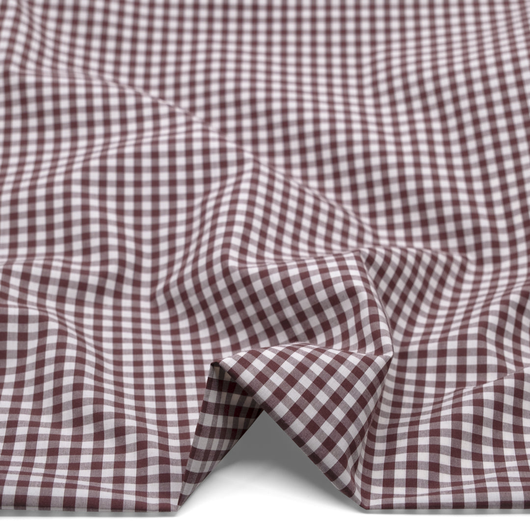 Confetti Mini Gingham Cotton Shirting - Baked Clay/Ivory | Blackbird Fabrics