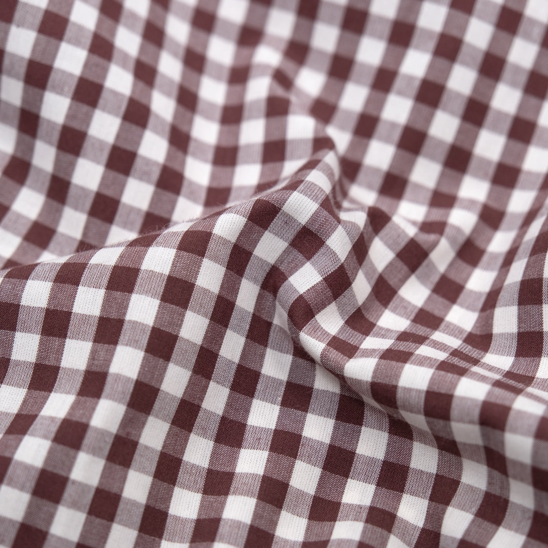 Confetti Mini Gingham Cotton Shirting - Baked Clay/Ivory | Blackbird Fabrics