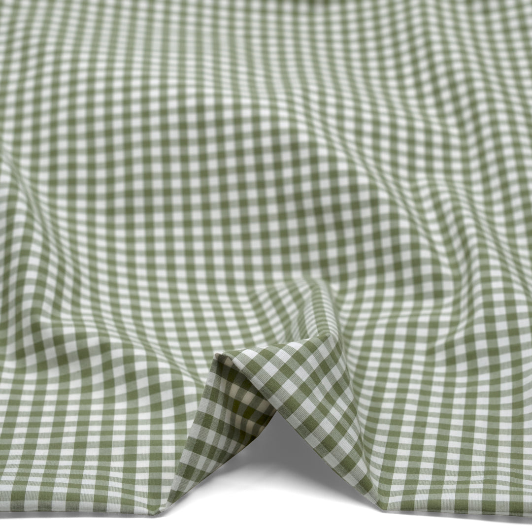 Confetti Mini Gingham Cotton Shirting - Daiquiri/Ivory | Blackbird Fabrics