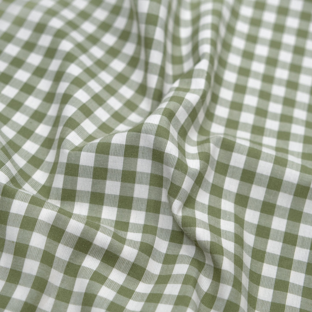 Confetti Mini Gingham Cotton Shirting - Daiquiri/Ivory | Blackbird Fabrics