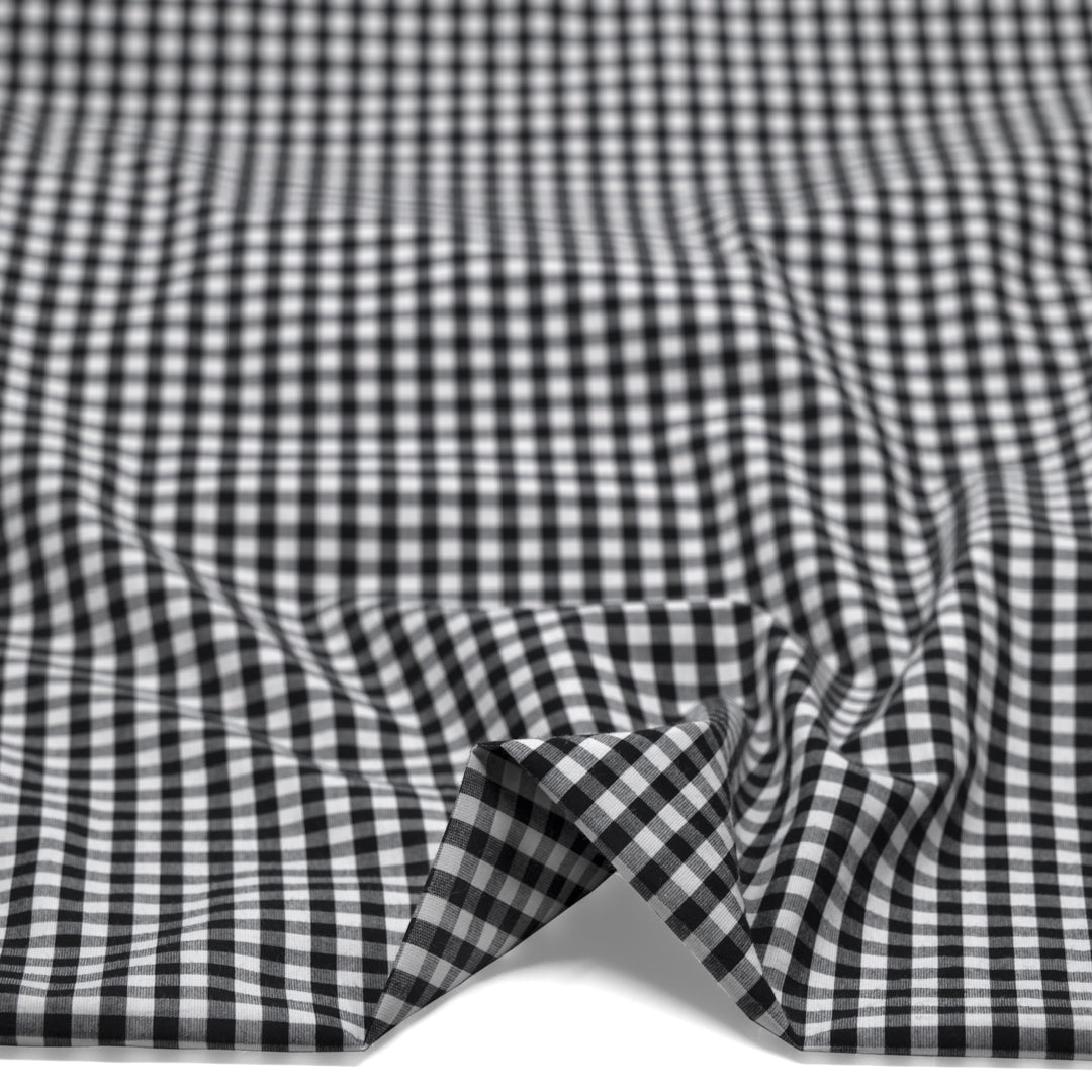 Confetti Mini Gingham Cotton Shirting - Ivory/Black | Blackbird Fabrics