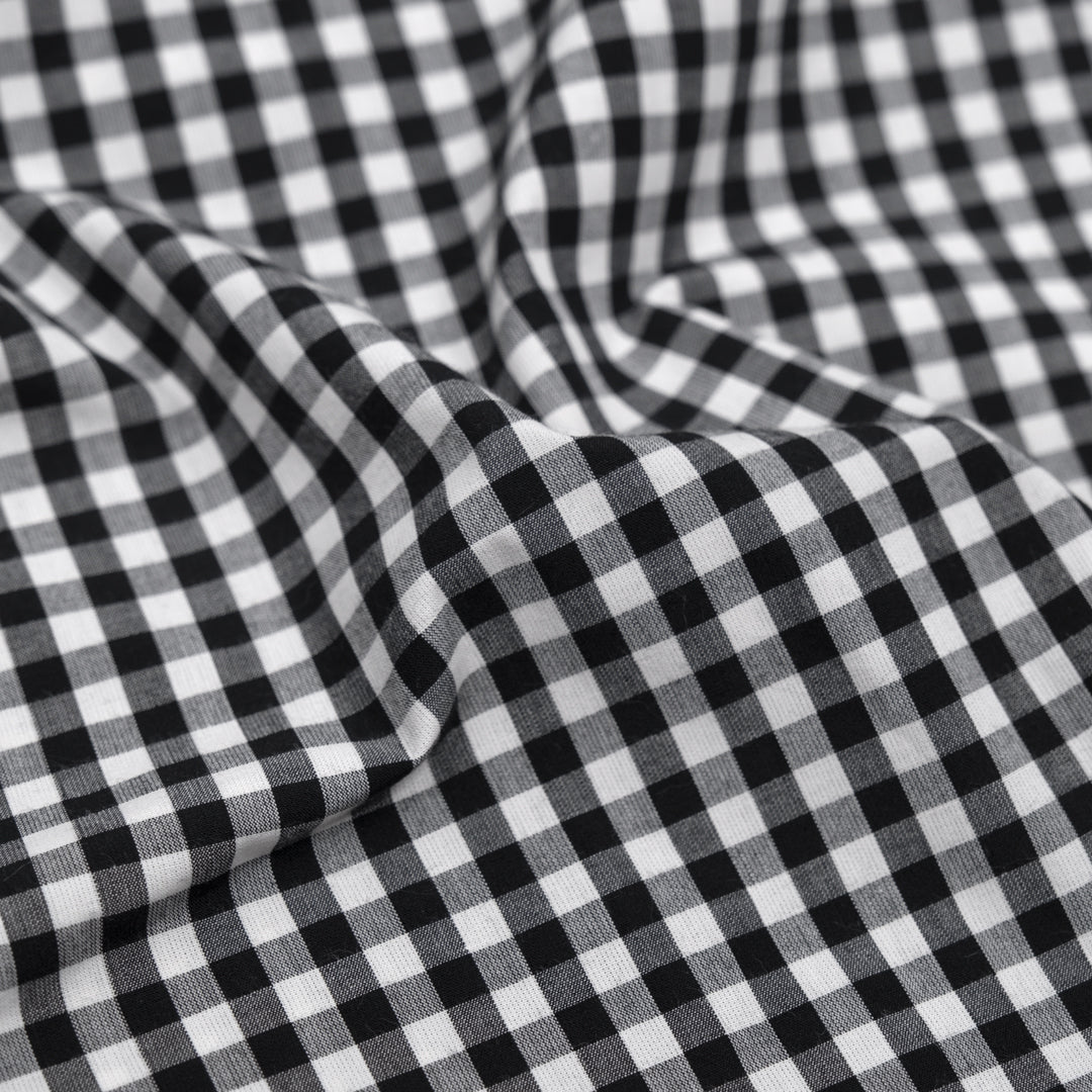 Confetti Mini Gingham Cotton Shirting - Ivory/Black | Blackbird Fabrics