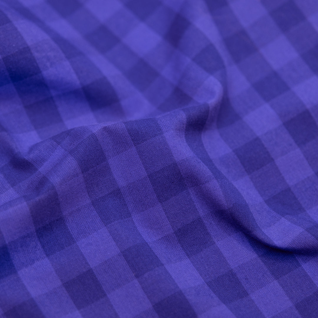 Gumball Gingham Cotton Shirting - Lapis/Belize | Blackbird Fabrics