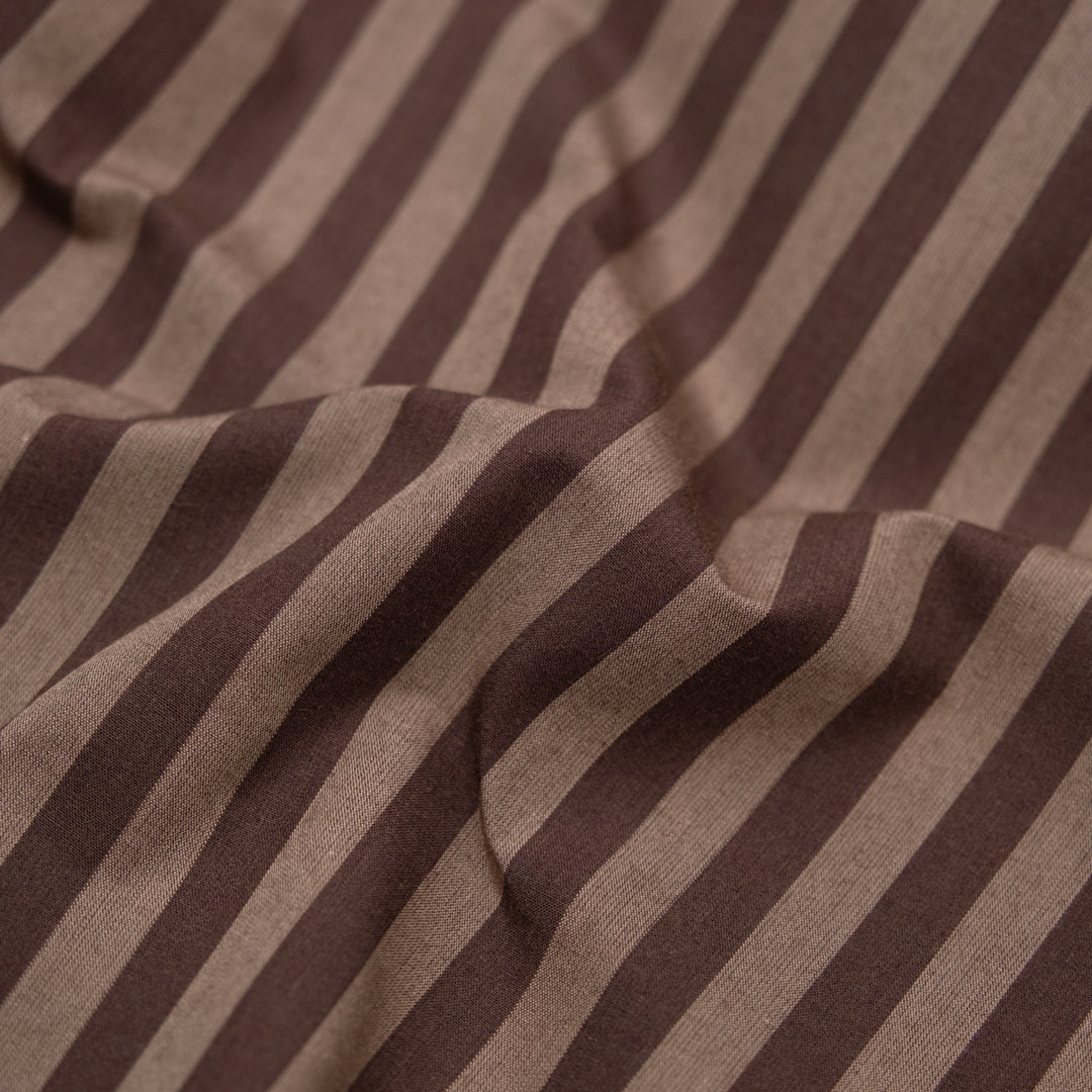 Candy Coated Stripe Cotton Shirting - Umber/Crimini | Blackbird Fabrics