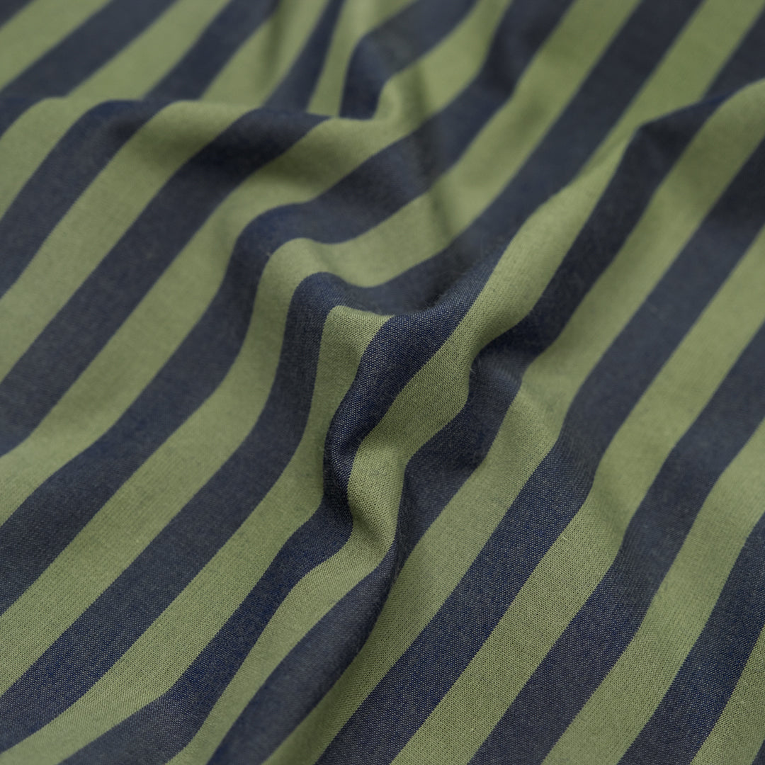 Candy Coated Stripe Cotton Shirting - Daiquiri/Riviera | Blackbird Fabrics
