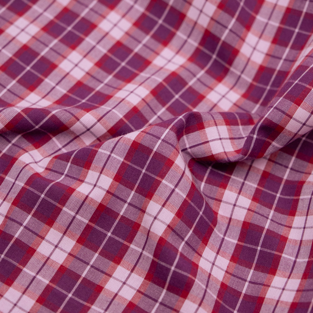 Prisma Plaid Cotton Shirting - Berry/Cherry | Blackbird Fabrics