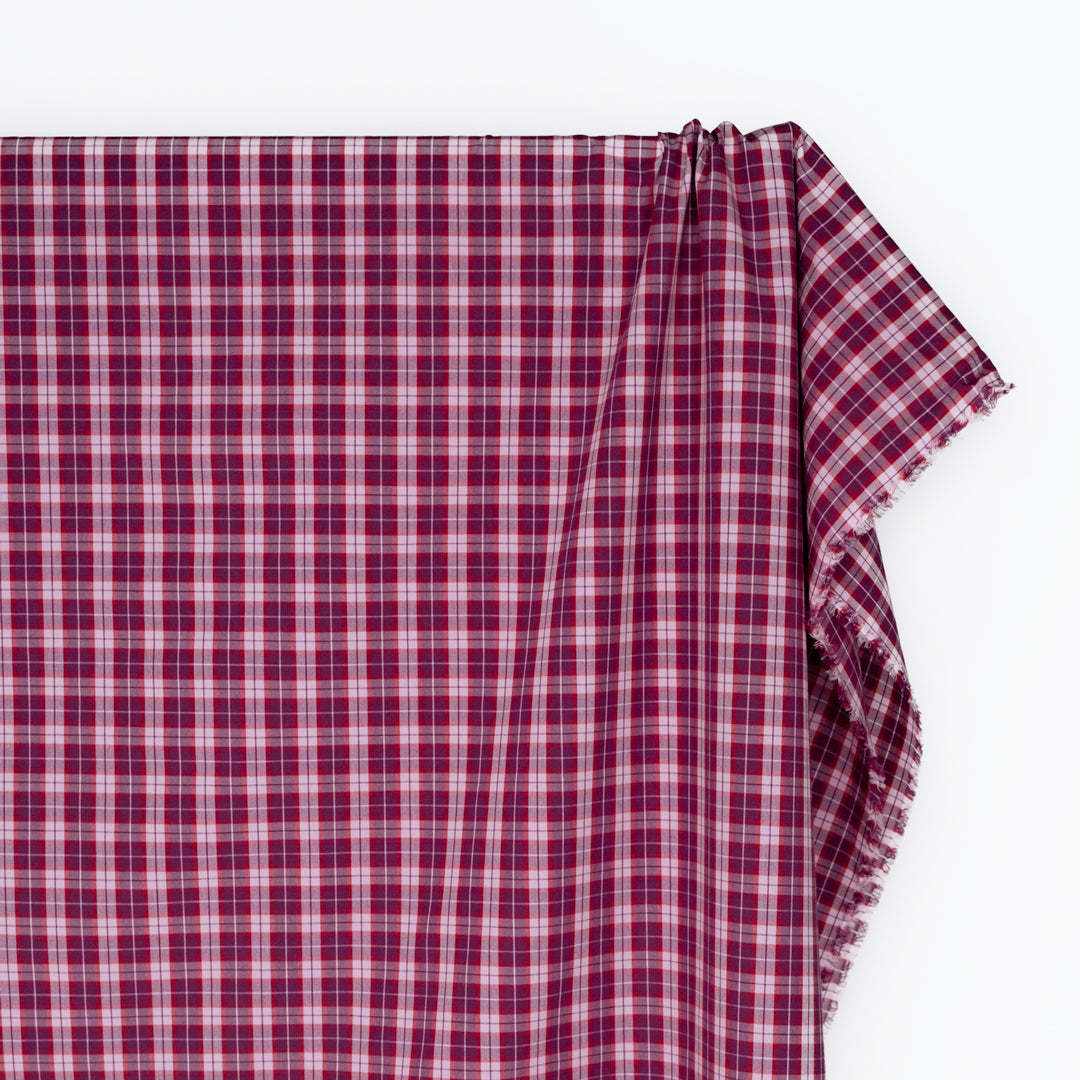 Prisma Plaid Cotton Shirting - Berry/Cherry | Blackbird Fabrics