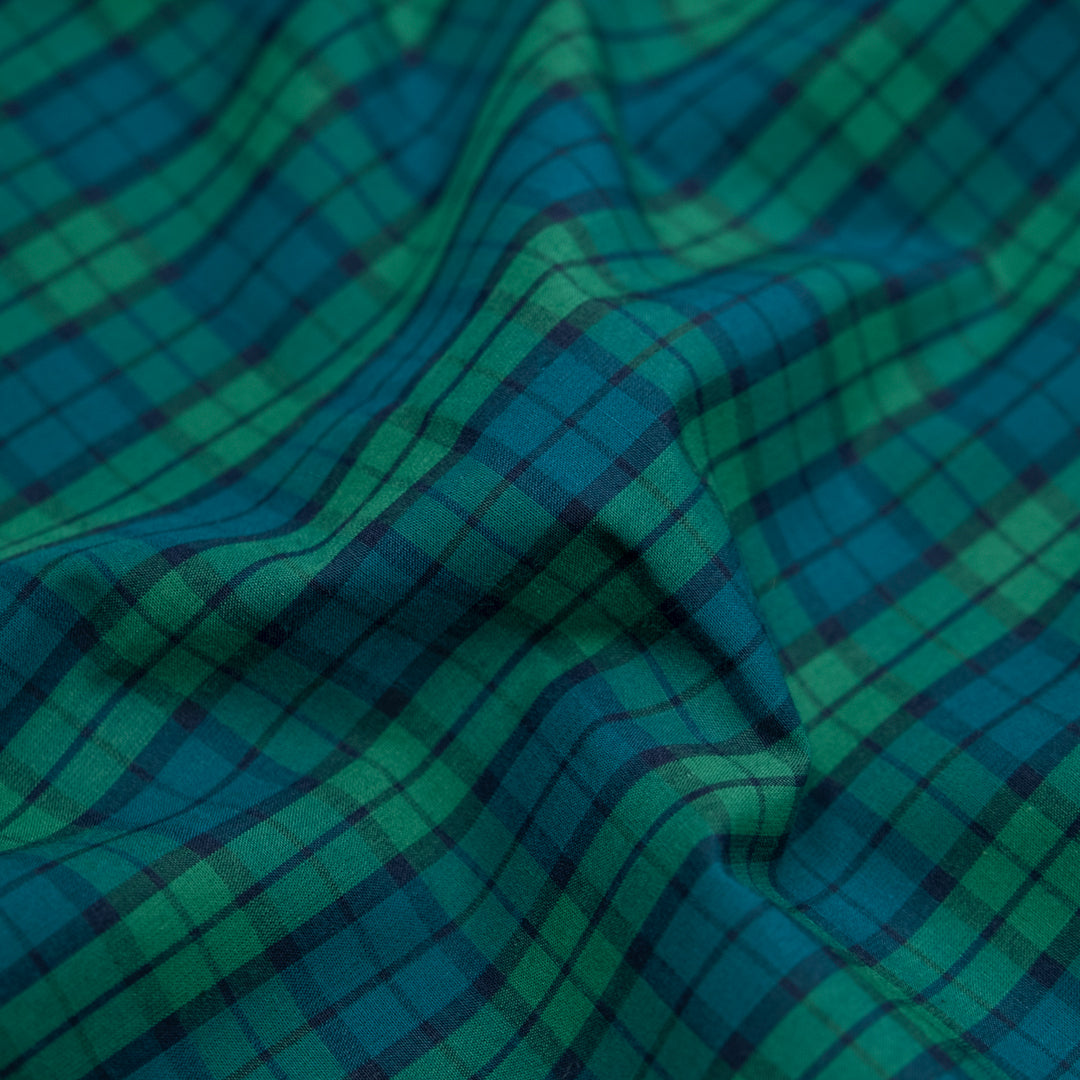 Prisma Plaid Cotton Shirting - Jewel/Viridian | Blackbird Fabrics