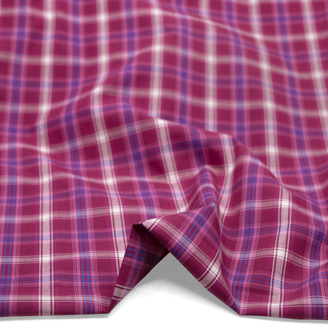 Mirage Plaid Cotton Shirting - Jam/Belize | Blackbird Fabrics