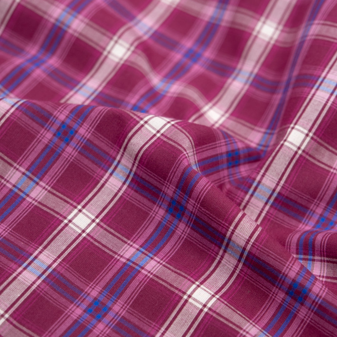 Mirage Plaid Cotton Shirting - Jam/Belize | Blackbird Fabrics