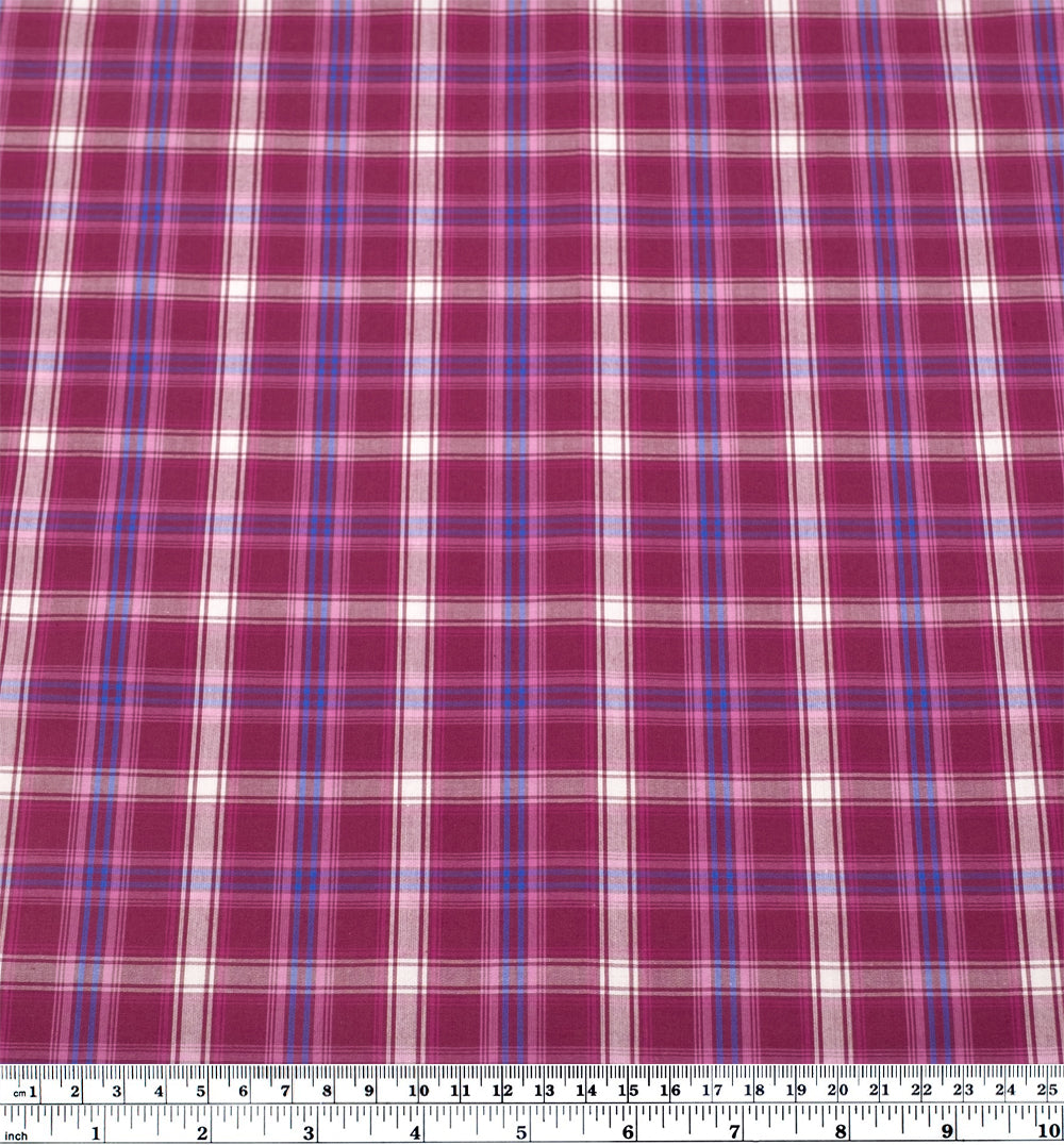 Mirage Plaid Cotton Shirting - Jam/Belize | Blackbird Fabrics