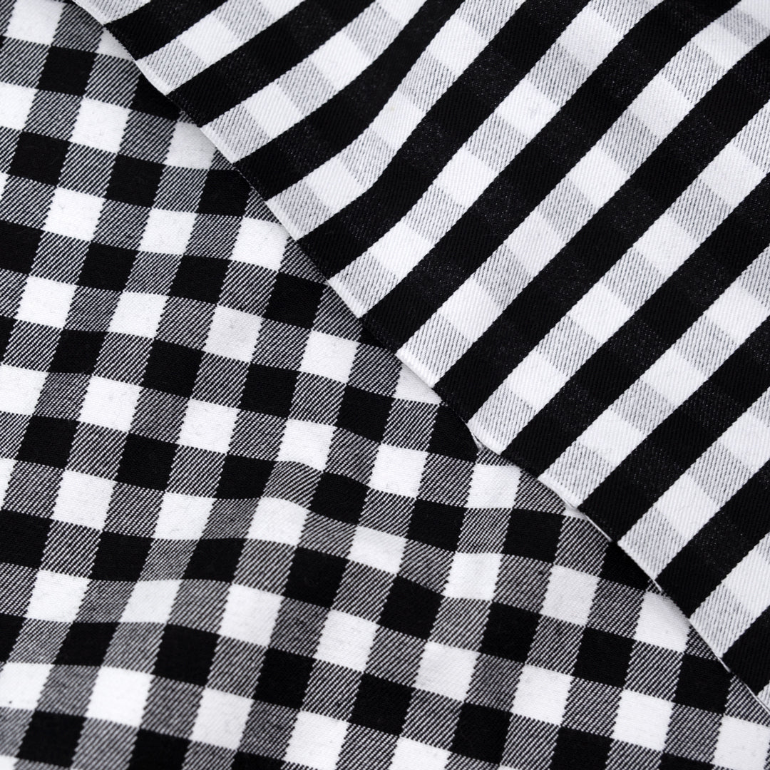 Gingham Duo Yarn Dyed Cotton Twill - Black/White | Blackbird Fabrics