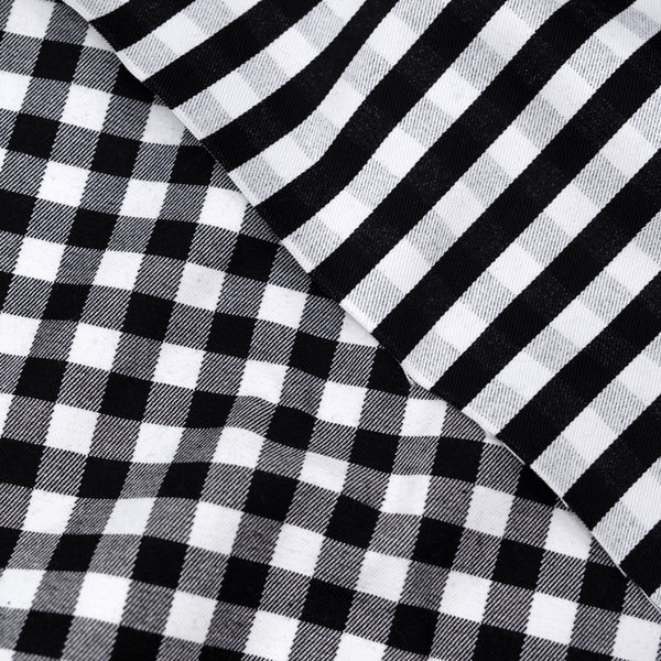 Gingham Duo Yarn Dyed Cotton Twill - Black/White