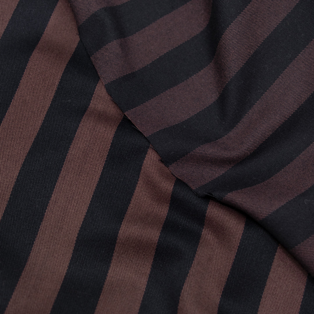 Awning Stripe Yarn Dyed Cotton Twill - Clove/Black | Blackbird Fabrics