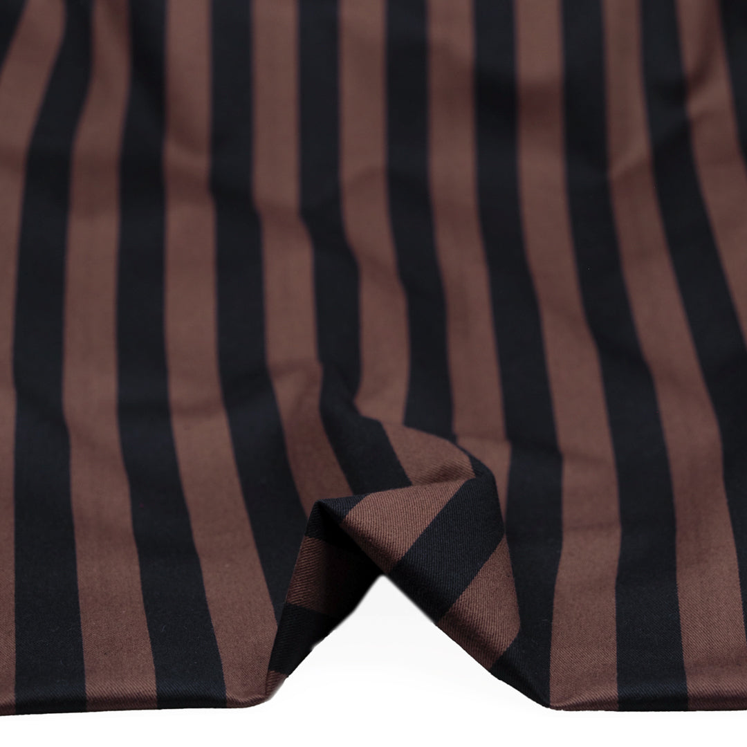 Awning Stripe Yarn Dyed Cotton Twill - Clove/Black | Blackbird Fabrics