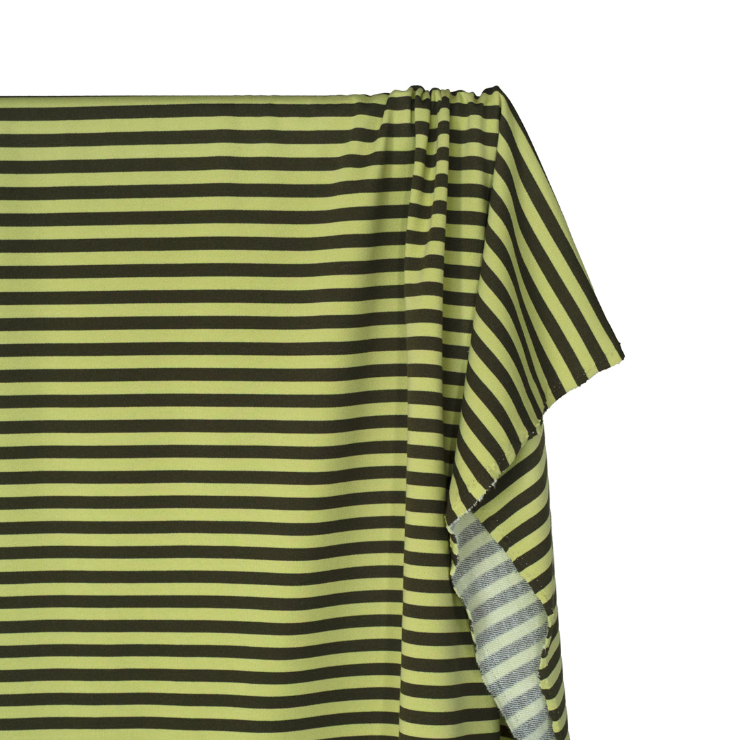 Sundae Stripe Cotton French Terry - Sour Apple/Kale | Blackbird Fabrics